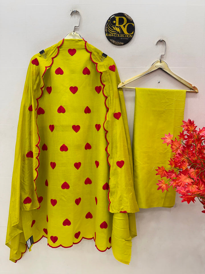 Viral heart embroidered unstitched Suits