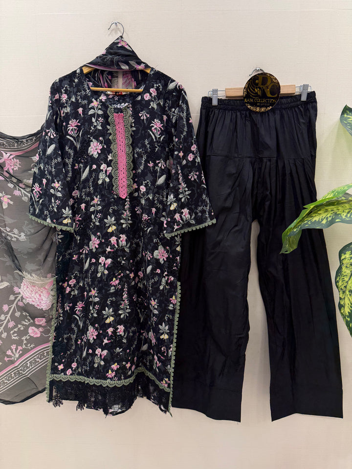 Cotton embroided farshi suits