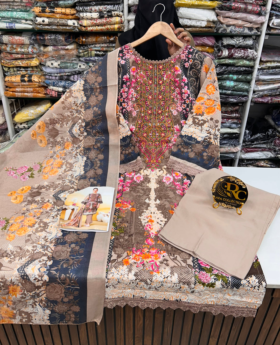 Semi cotton embroidered suits 2835