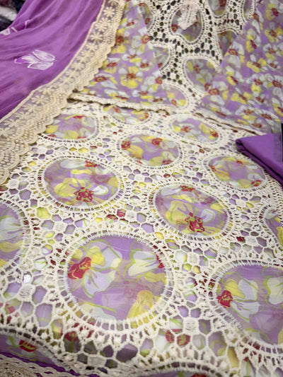 Crochet Organza Suit 2148