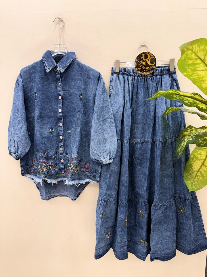 Denim skirt sets