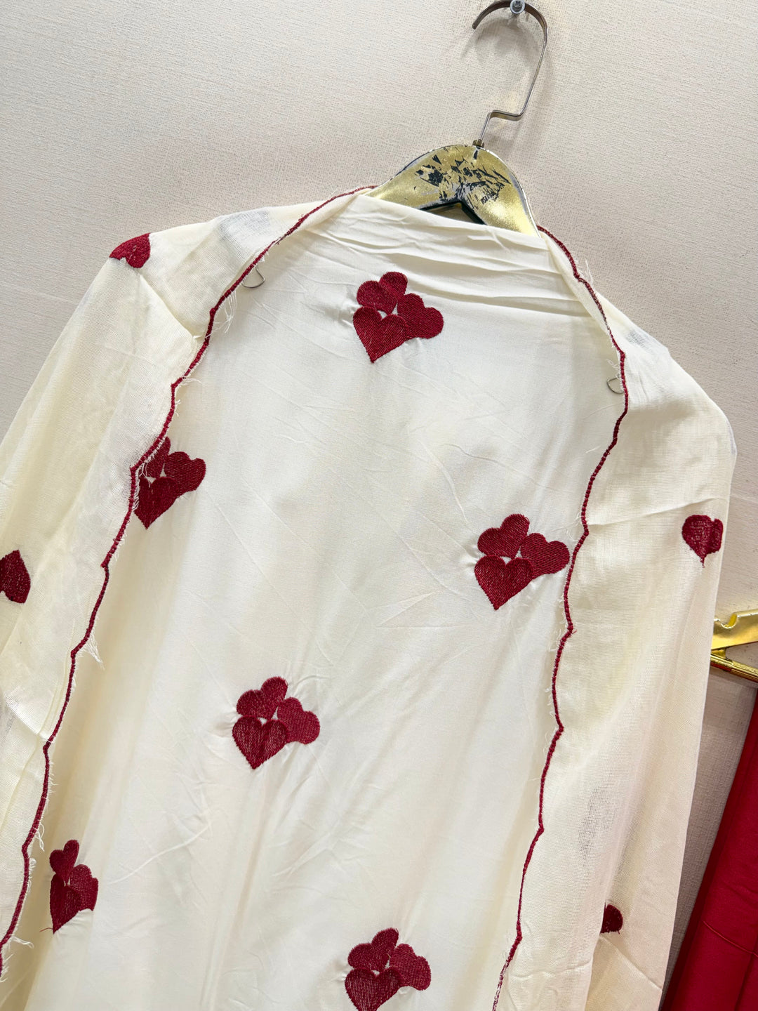 Viral heart embroidered unstitched Suits