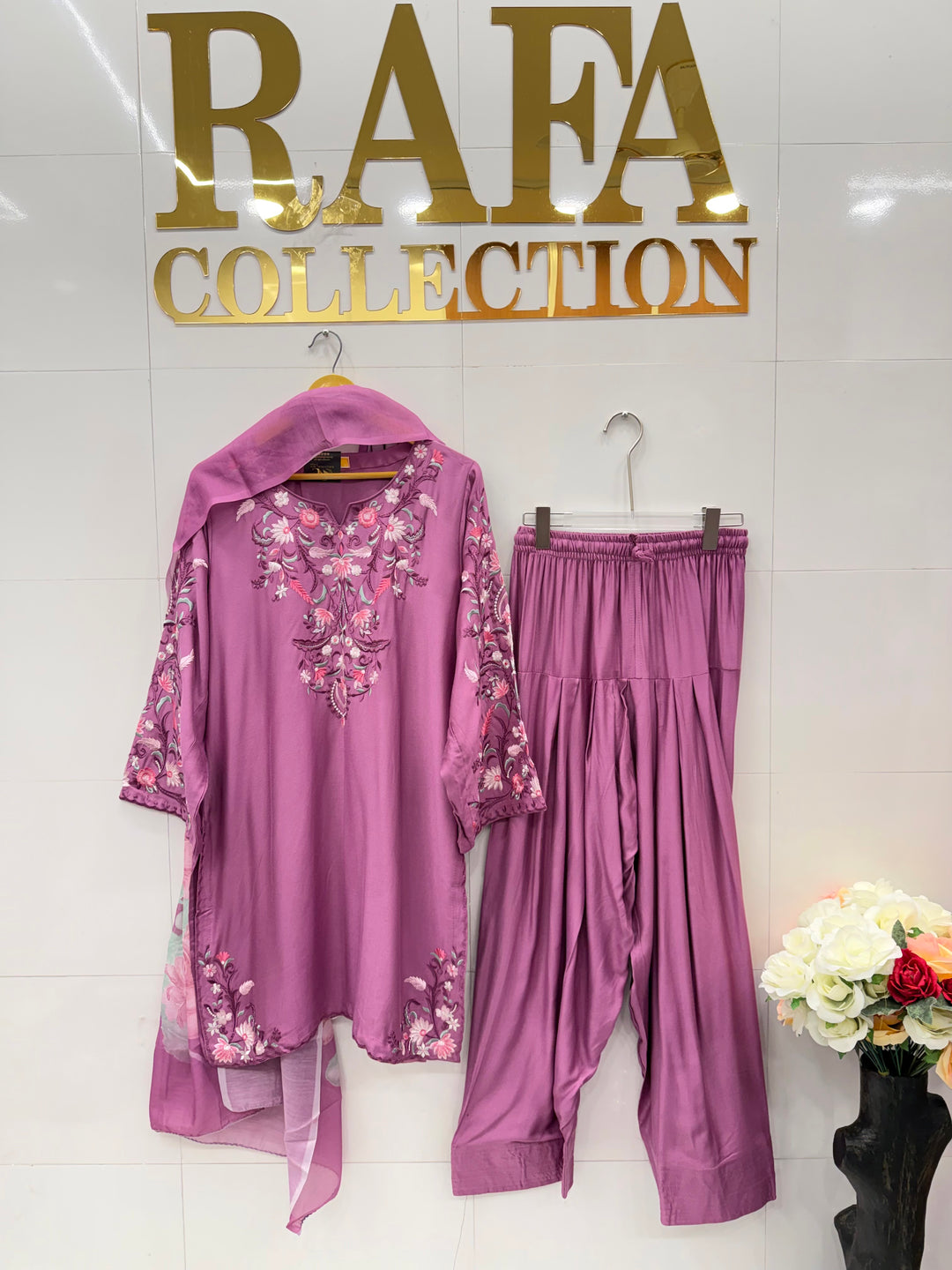 Embroidered Farshi salwar suits