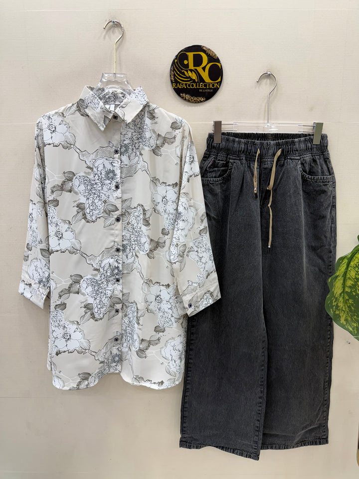 Korean denim cargo Sets