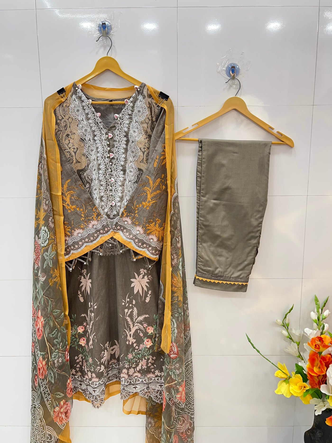 Pakistani pearl embellished suits 2745