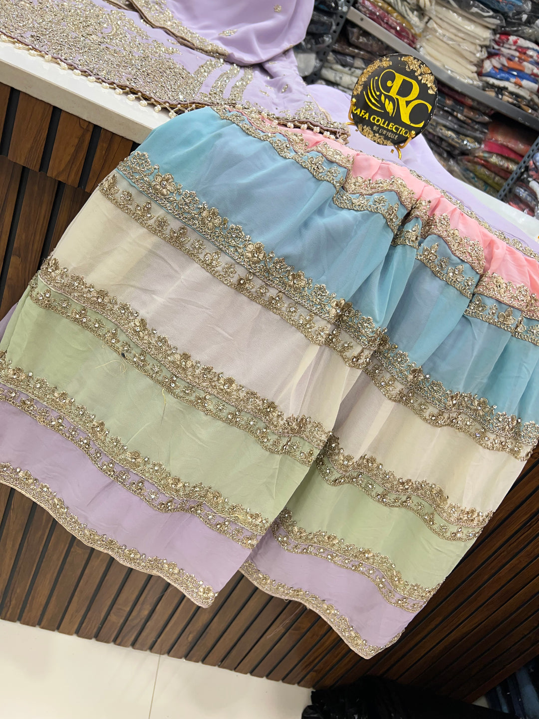 Pakistani tri color Garara suit 2749