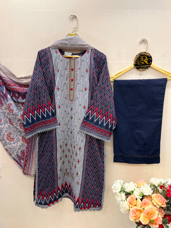 Pakistani printed embroidered suits 7015