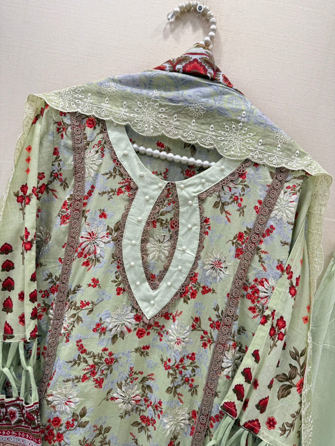 Cotton embroided farshi suits