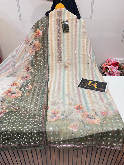 MIRROR WORK ORGANZA SUIT 1714