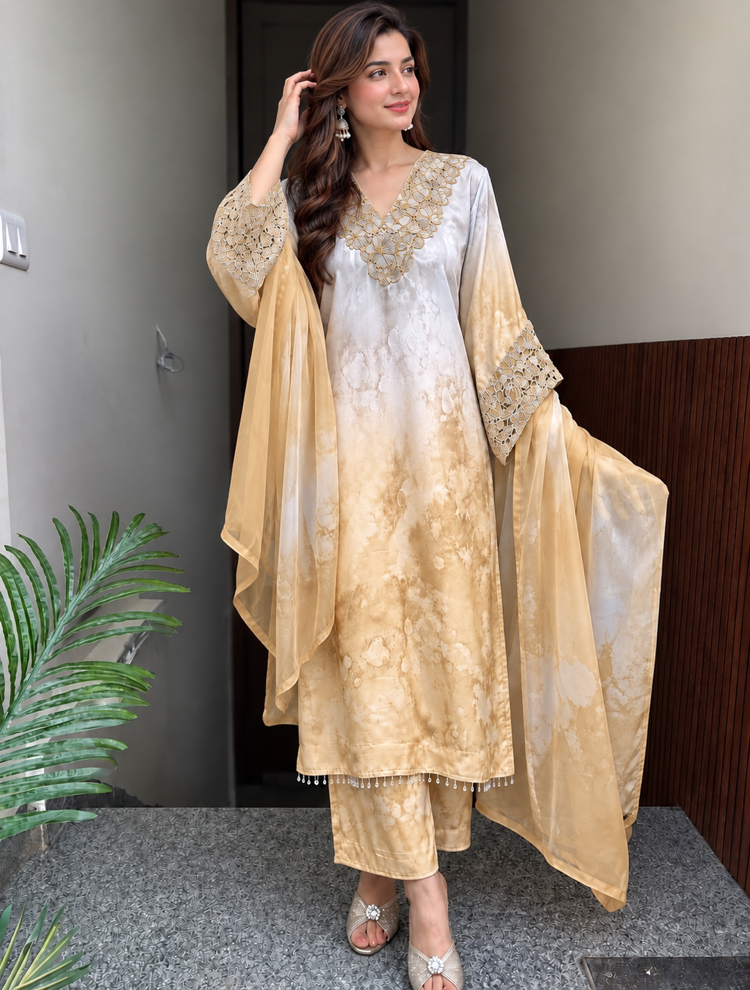 Satin embroidered Suits