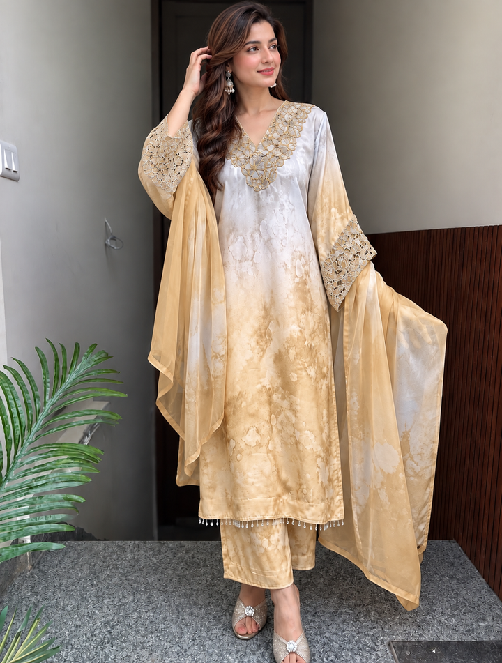 Satin embroidered Suits