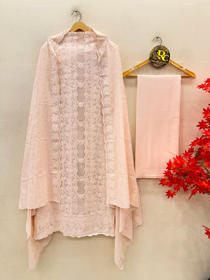 Cotton chikankari unstitched suits