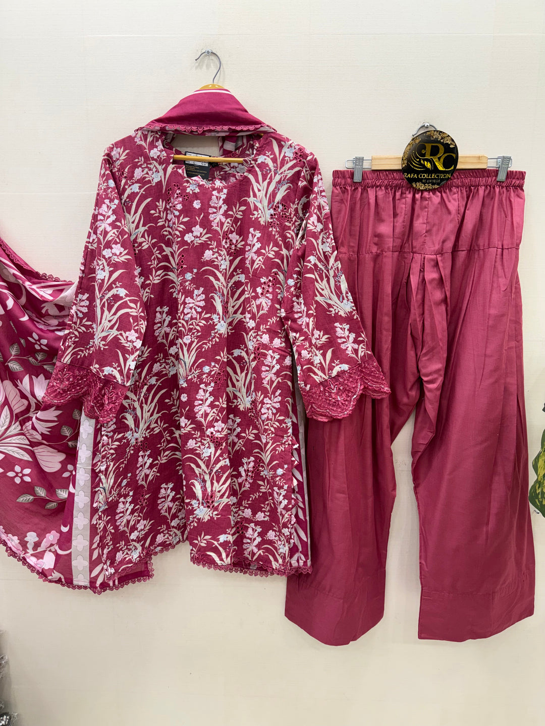 Cotton embroided farshi suits