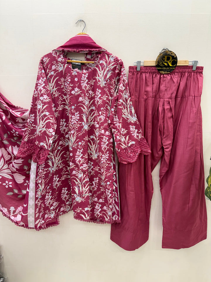 Cotton embroided farshi suits