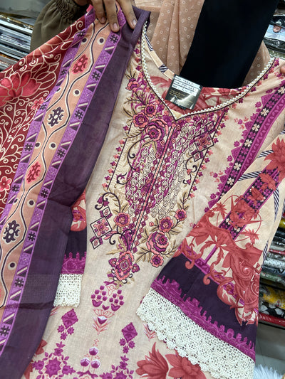 Cotton embroidery kurti set 2033
