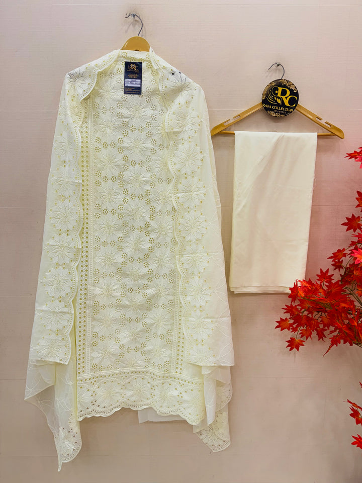 Cotton chikankari unstitched suits