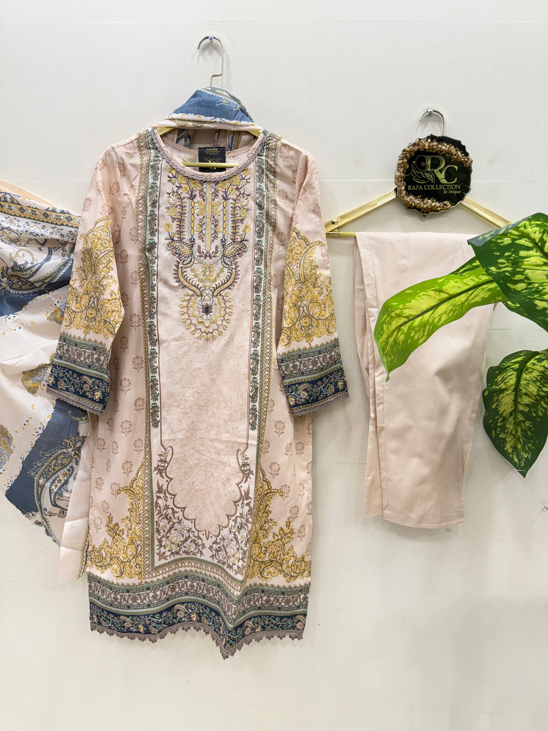 Semi cotton embroidered suits 2823