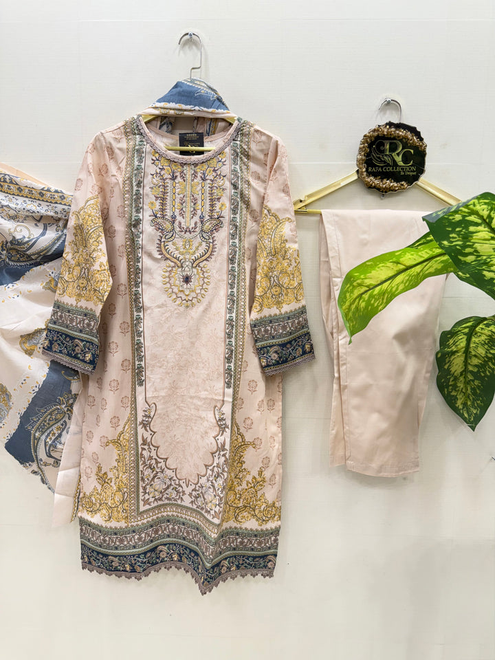 Semi cotton embroidered suits 2823