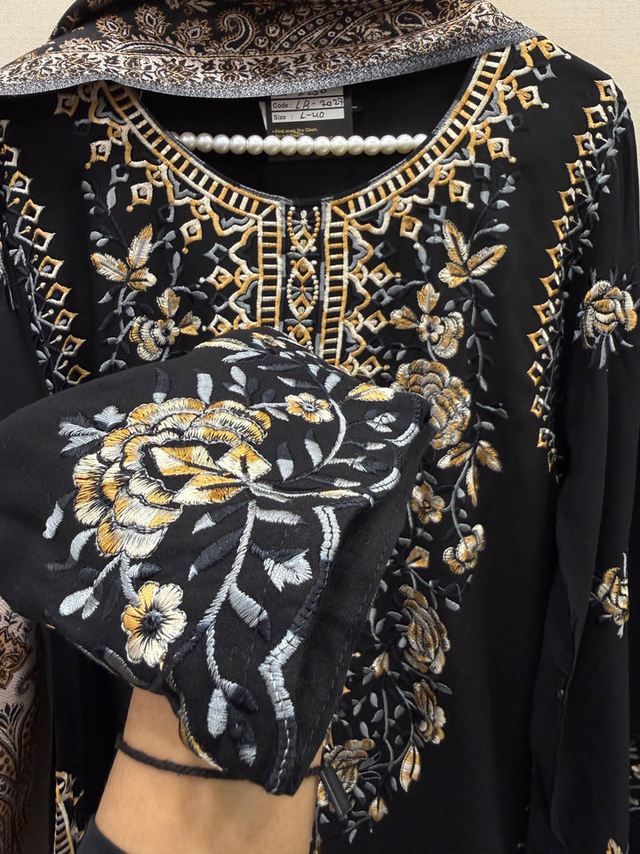 Embroidered pashmina suits 7027