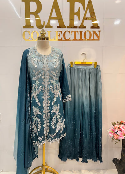 Bridal Elegance Pearl-Work Kurti & Plazzo Set 2817