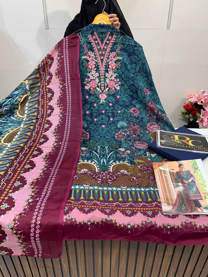 Semi Cotton embroided suit 1794