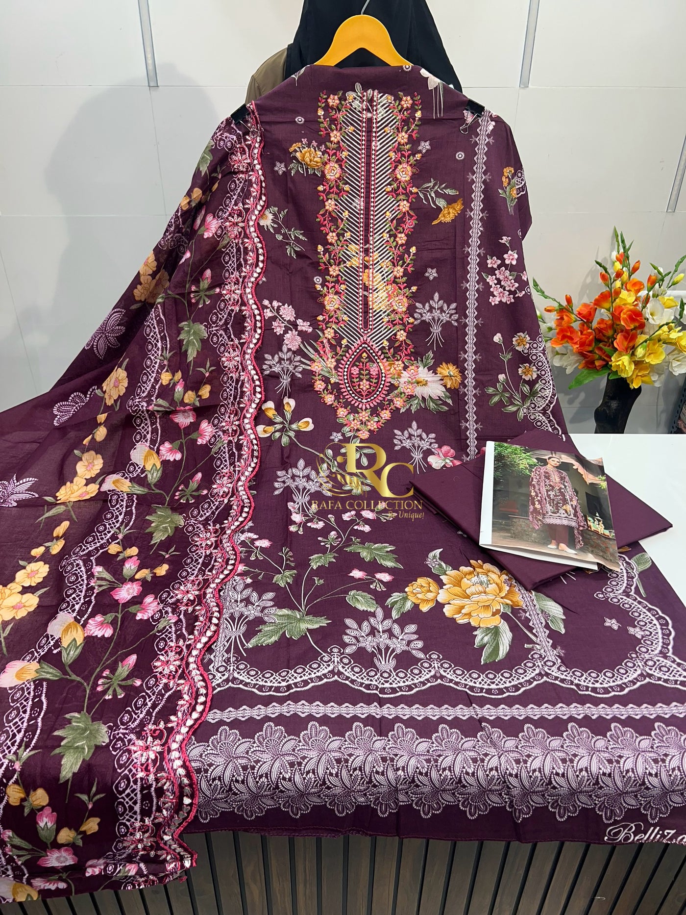 Cotton embroided dupatta collection 1707