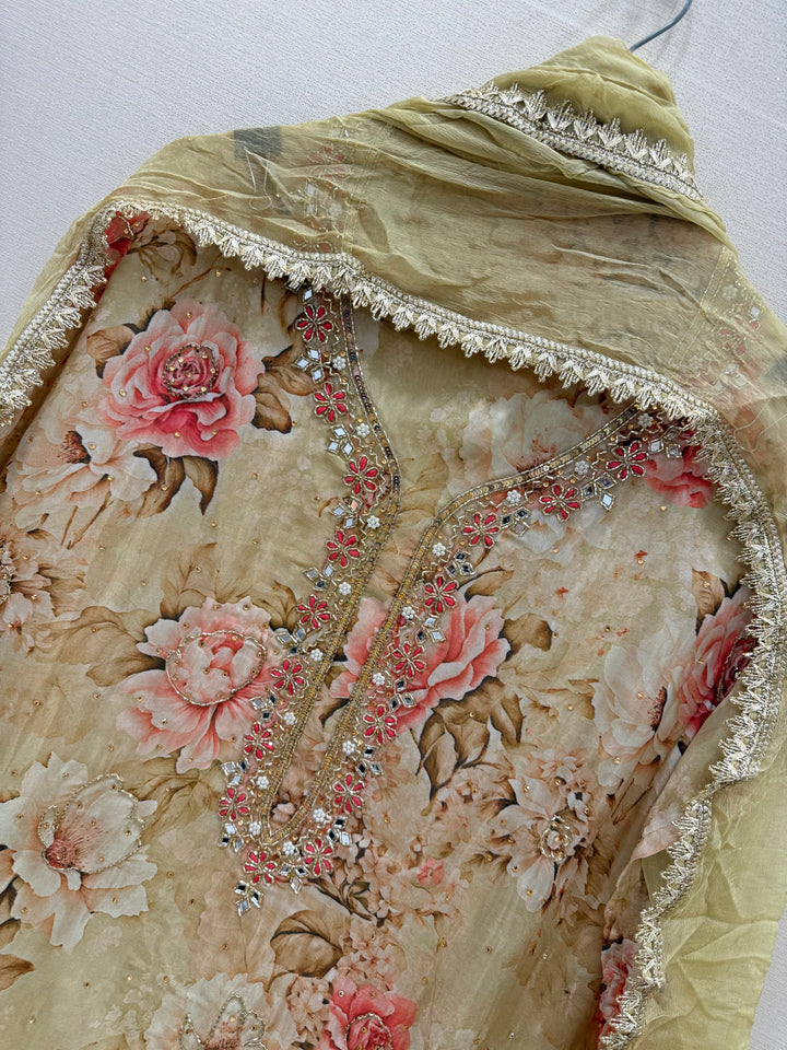 Organza unstitched suits  5622