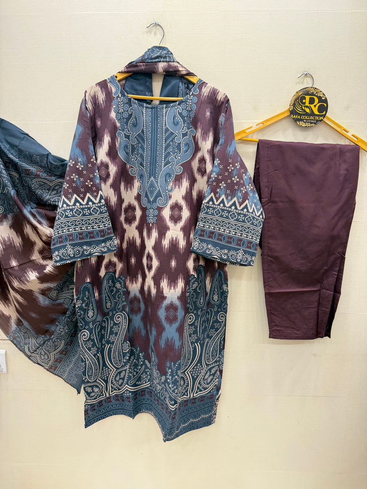 Semi cotton printed suits 5747