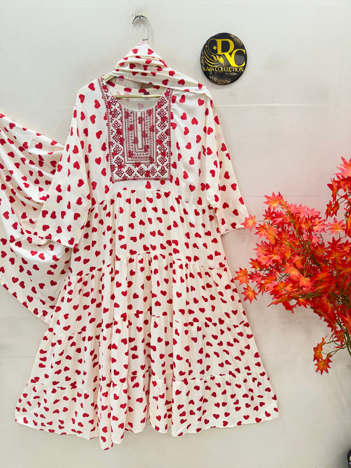 Rayon Heart printed Gowns