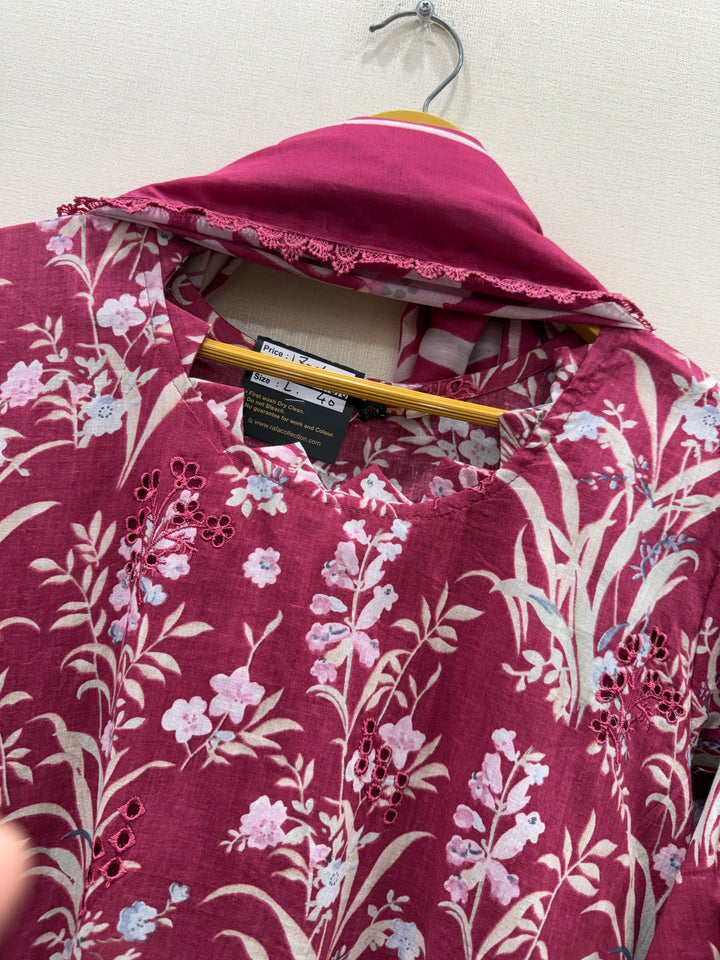 Cotton embroided farshi suits