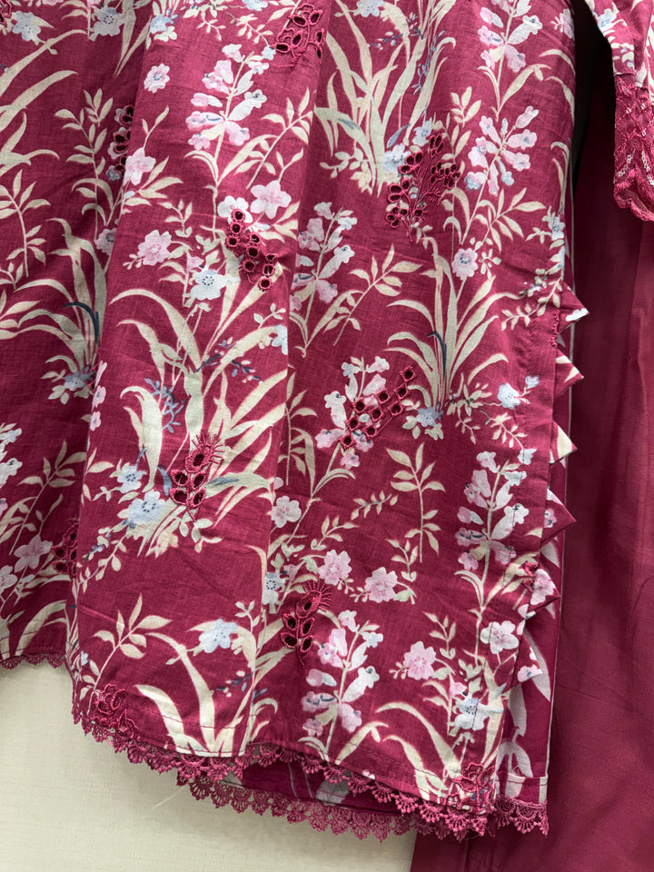 Cotton embroided farshi suits