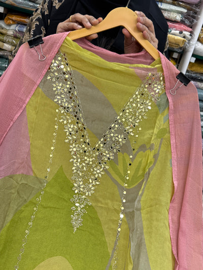 Organza handwork suit 2577