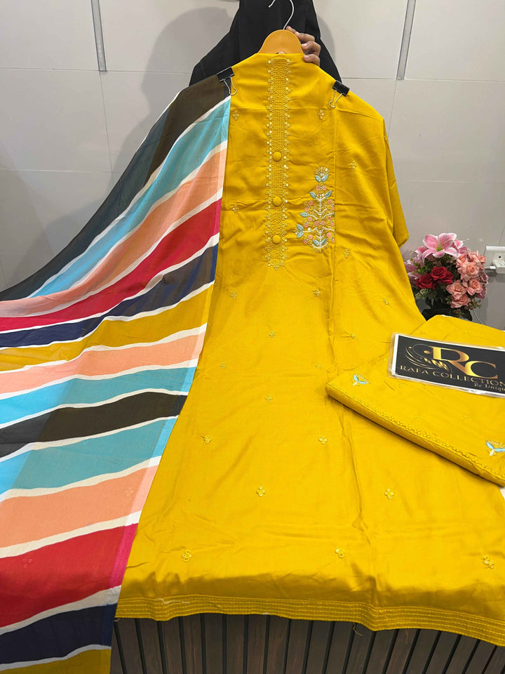 Rayon Embroidered Unstich suit 1442