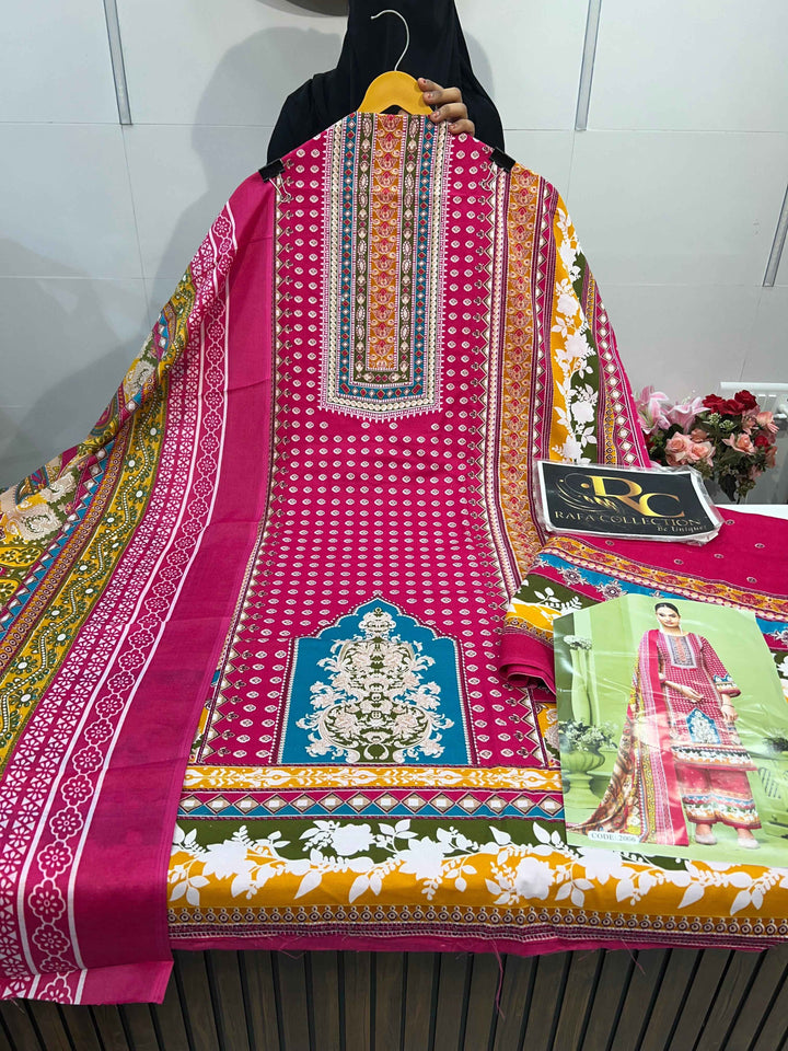 Semi Cotton Unstitched Suit 1895