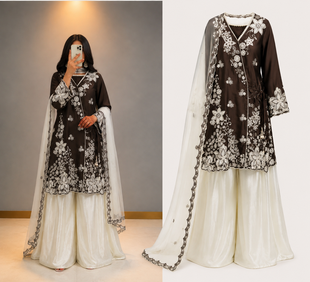 Pakistani angrakha pattern suit