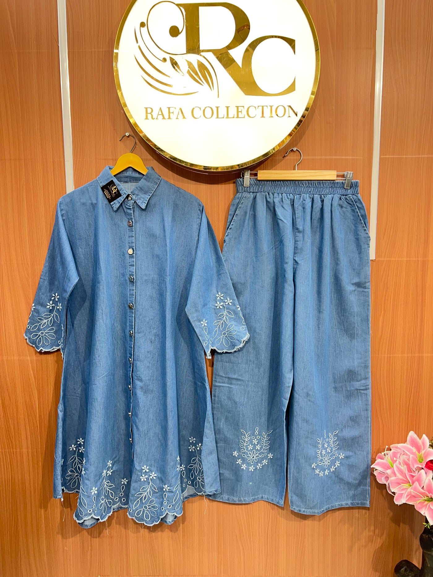 Denim Embroided co-ord set 2742