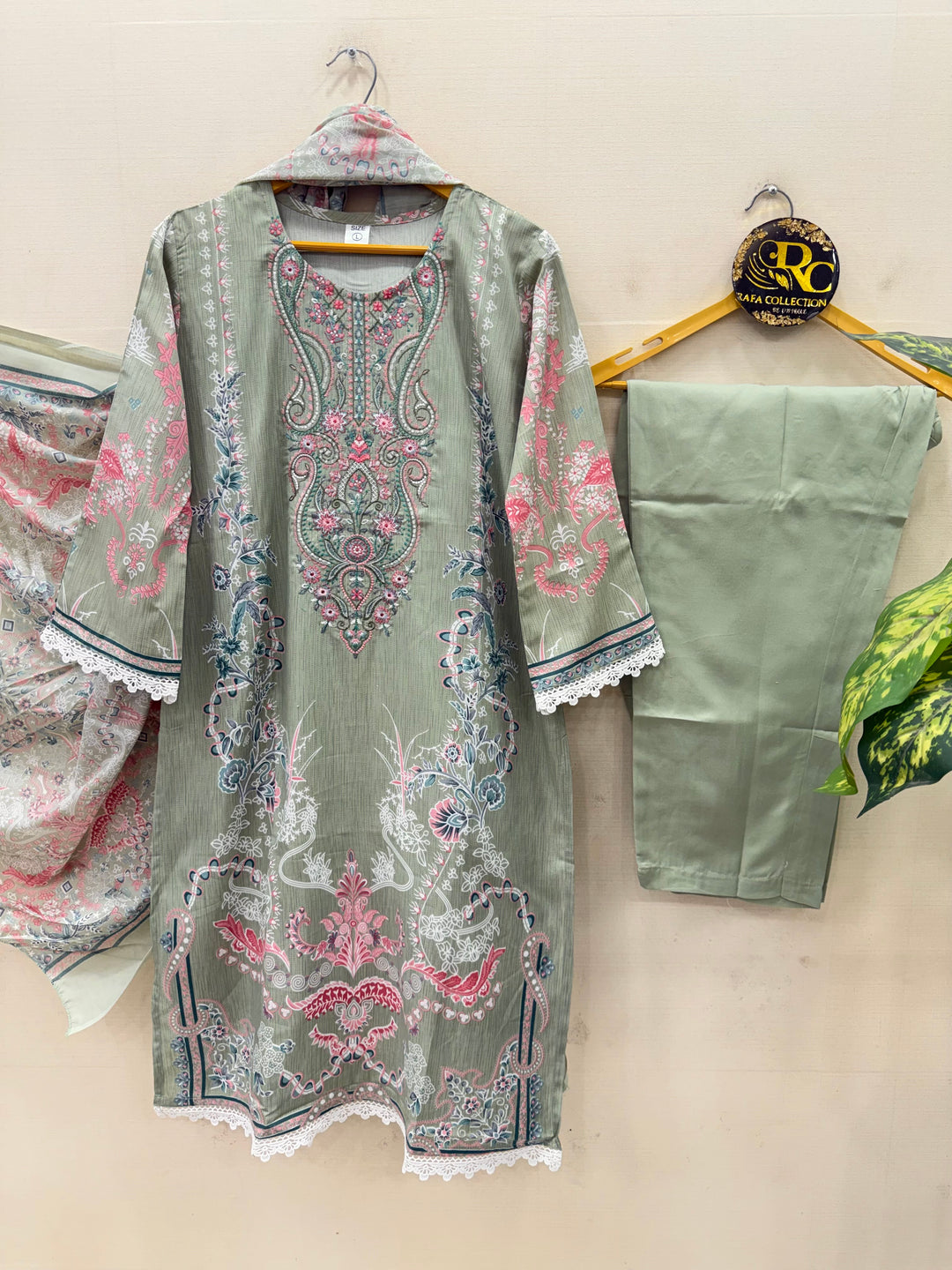 Semi cotton embroidered suits