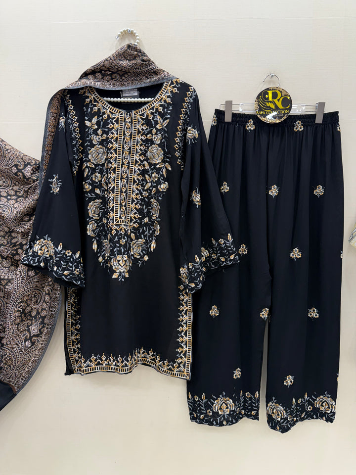 Embroidered pashmina suits 7027