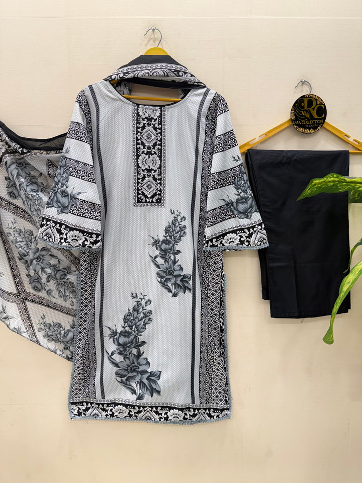 Semi cotton printed suits 8800