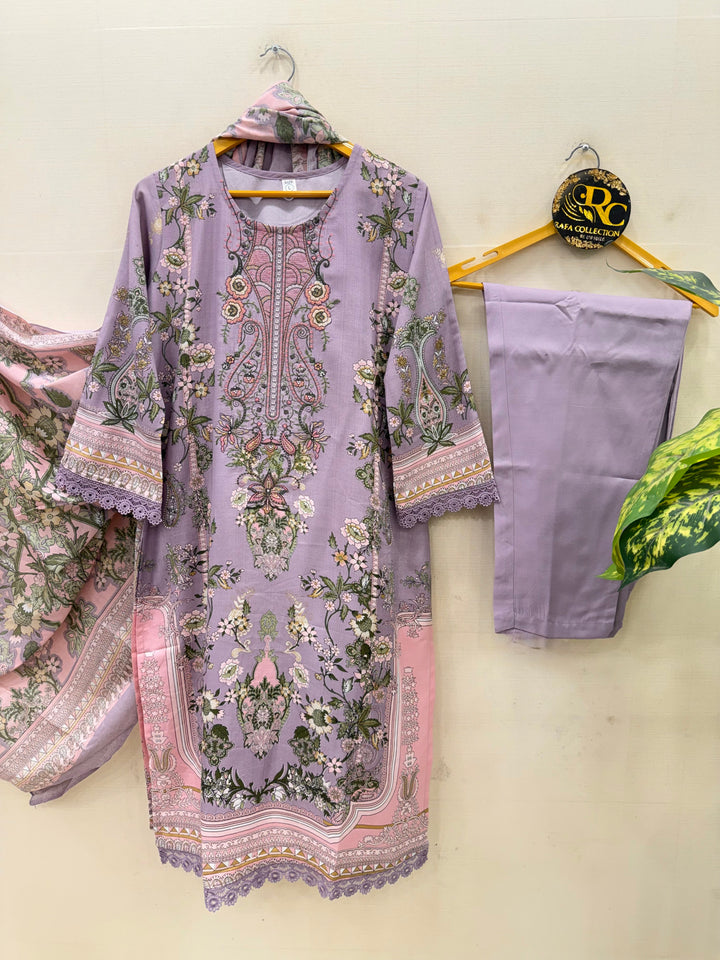 Semi cotton embroidered suits