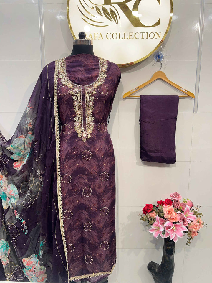 Organza handwork suits  2167