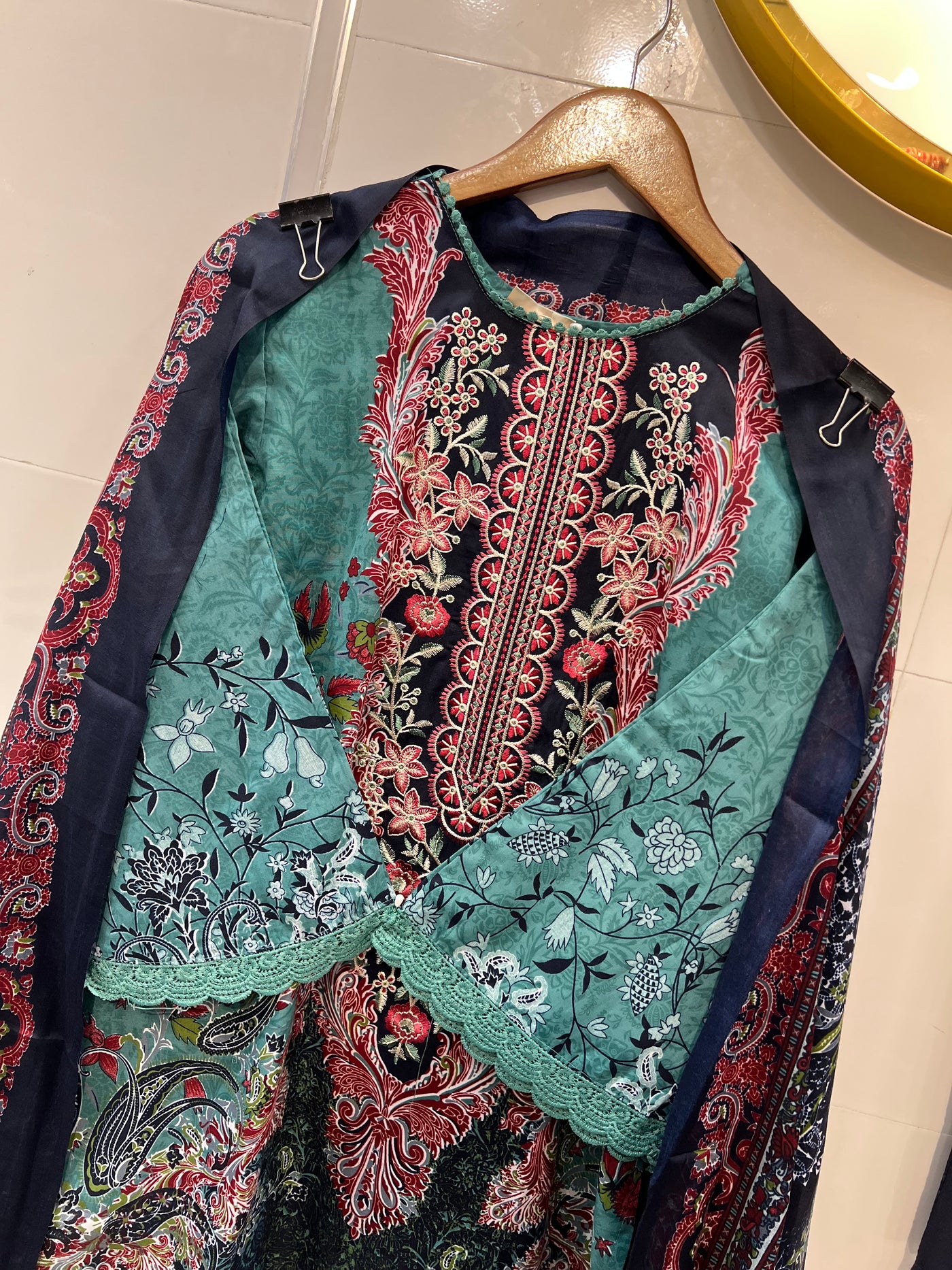 Semi cotton Embroided suits 2351