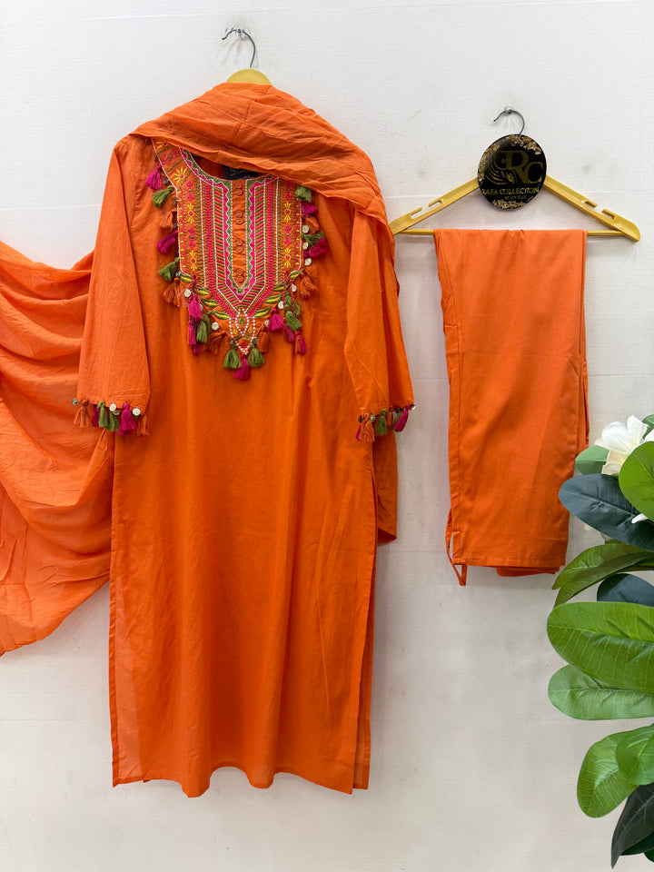 Embroidered cotton Suit
