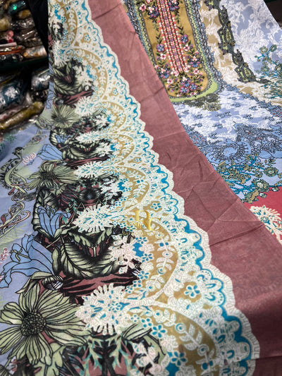 Semi Cotton embroided suit 1758