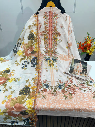 Cotton embroided dupatta collection 1707