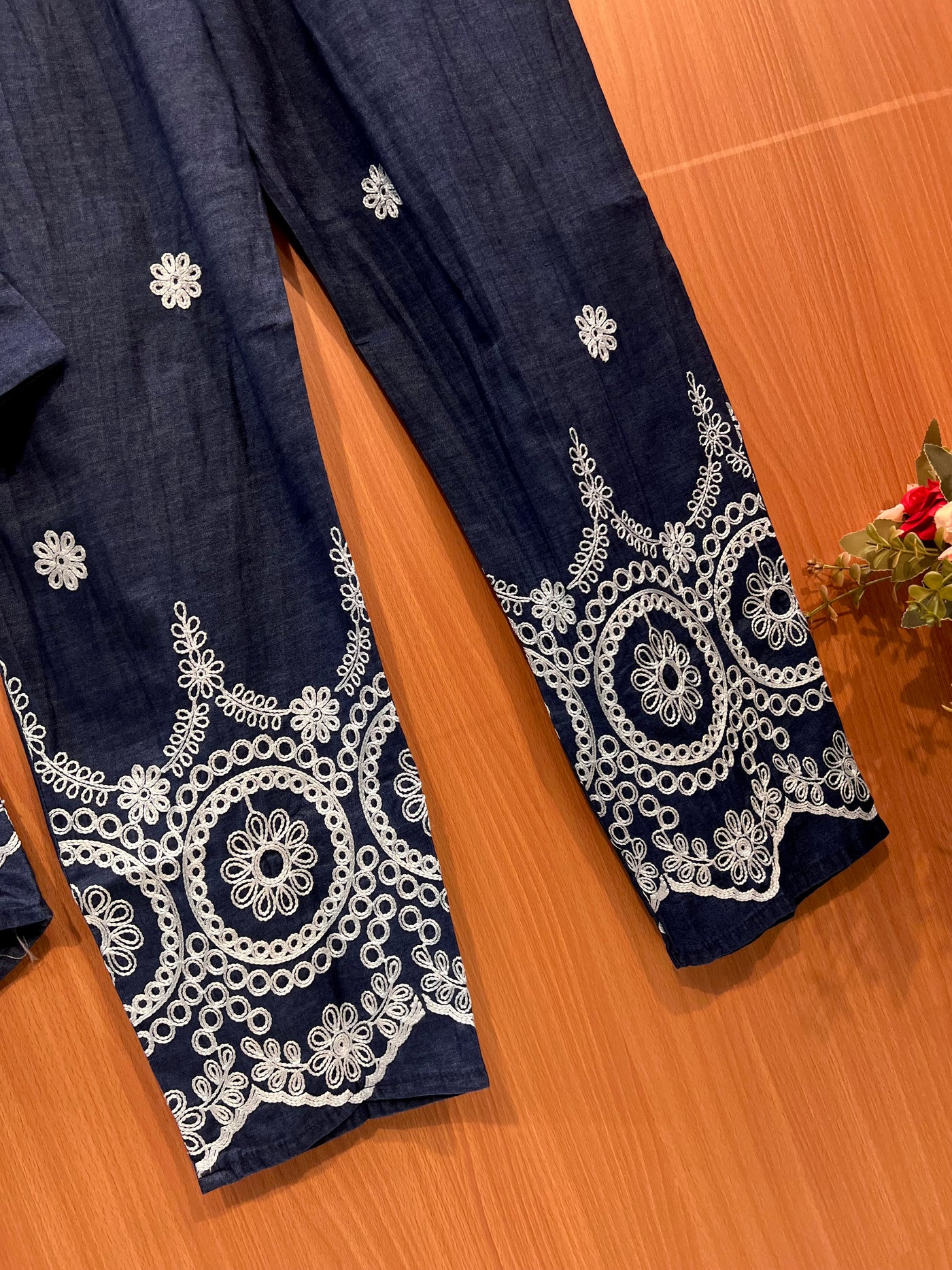 Denim embroidered co-ord sets 2559