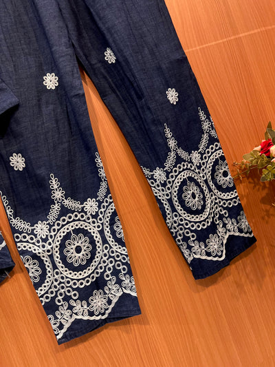 Denim embroidered co-ord sets 2559