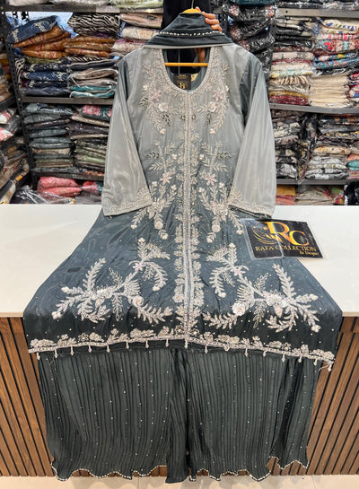 Bridal Elegance Pearl-Work Kurti & Plazzo Set 2817