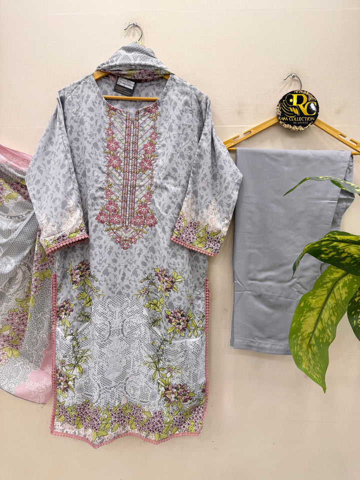 Semi cotton embroidered suits