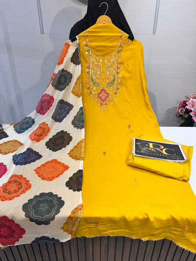 Rayon Embroidered Unstich suit 1442